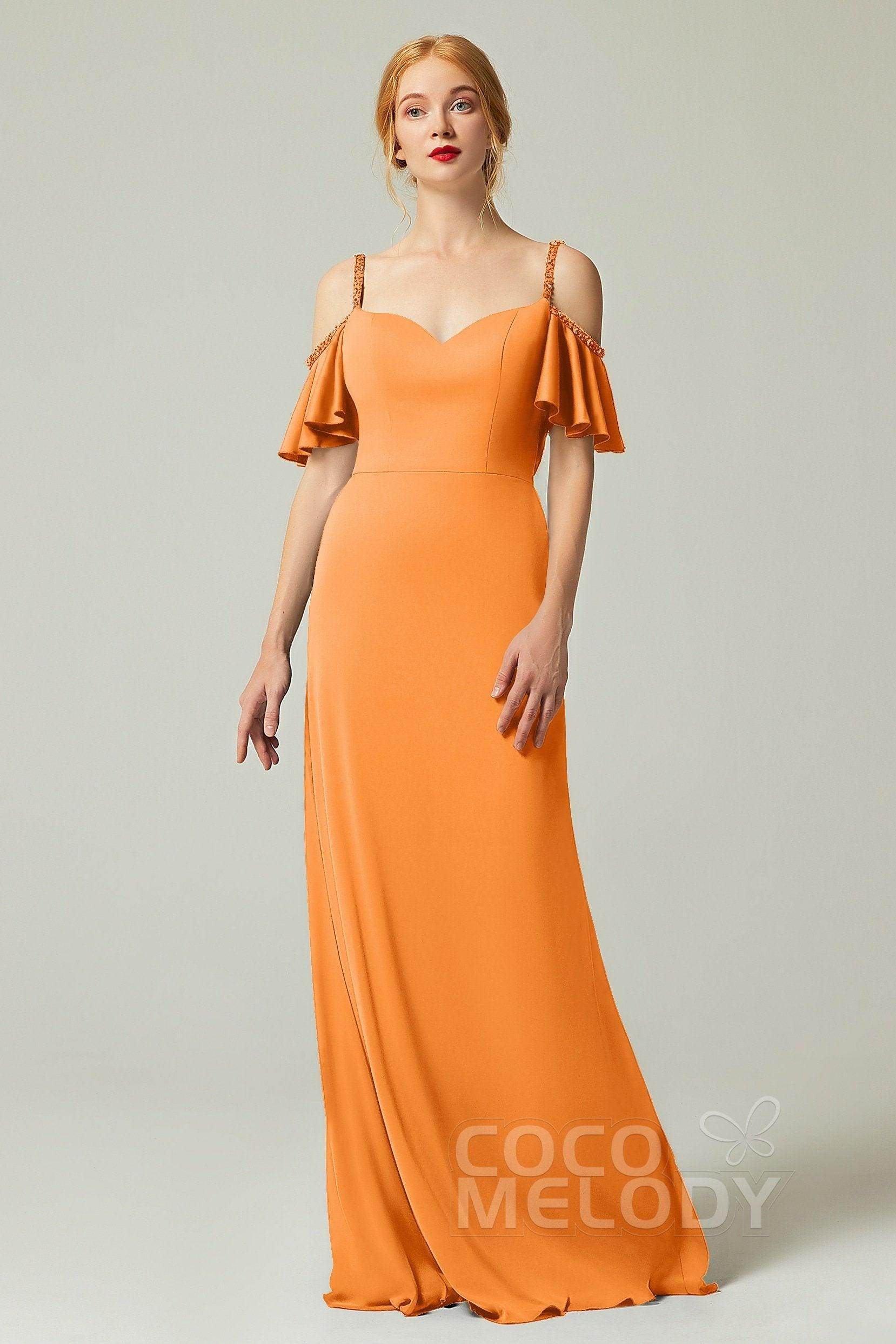 Sheath-Column Sweep Train Chiffon Bridesmaid Dress Formal Dresses CB0359 - COCOMELODY